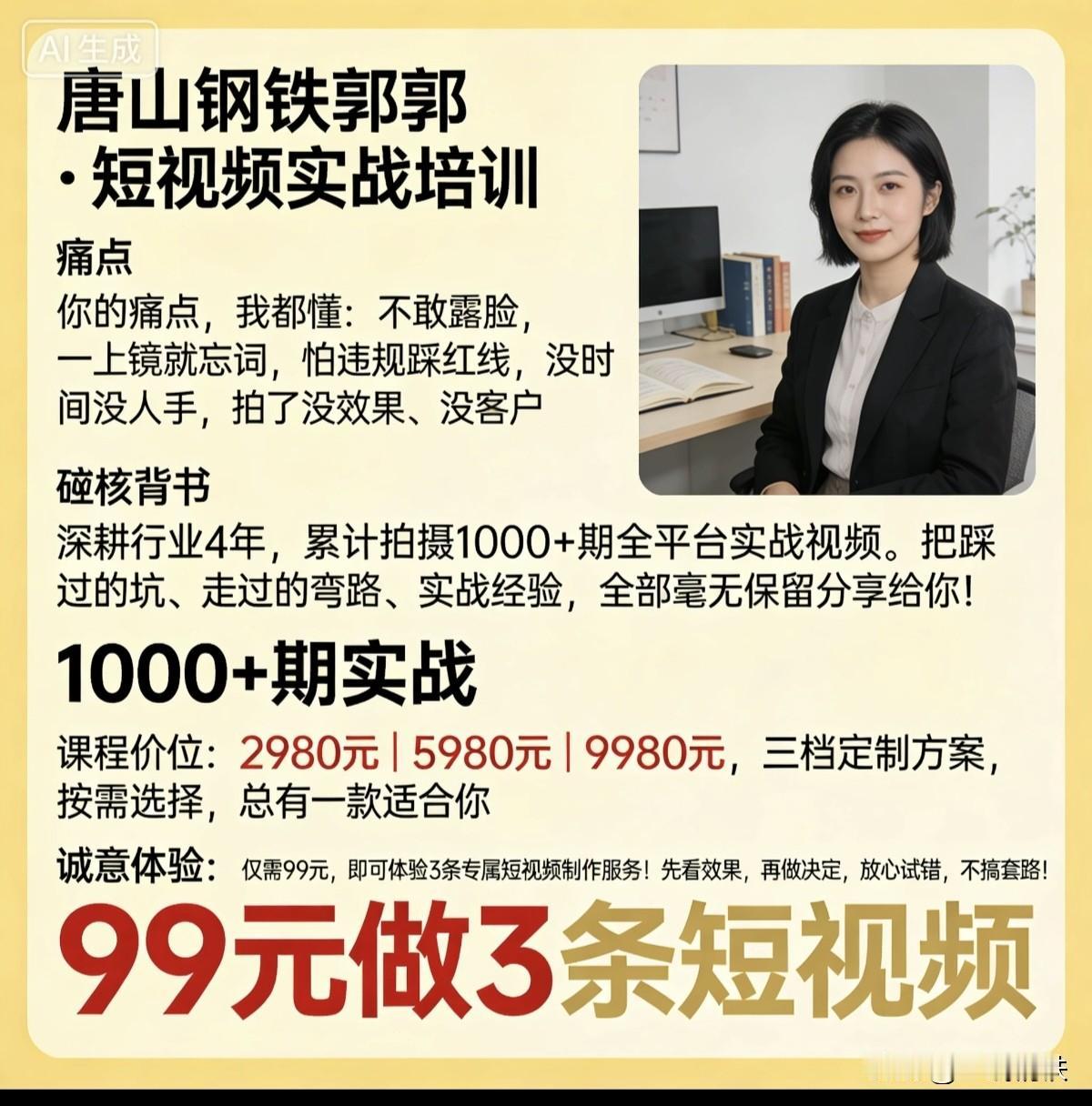 唐山钢铁郭郭短视频，
实战培训小课堂开始啦！