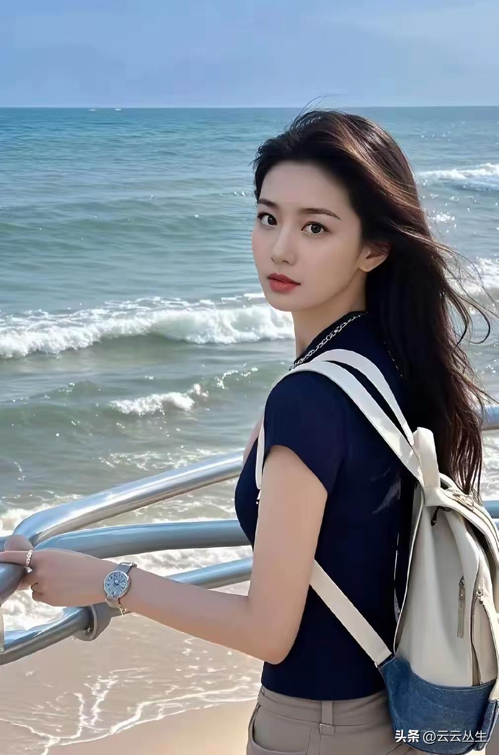 海边漫步，微风拂面，青春洋溢