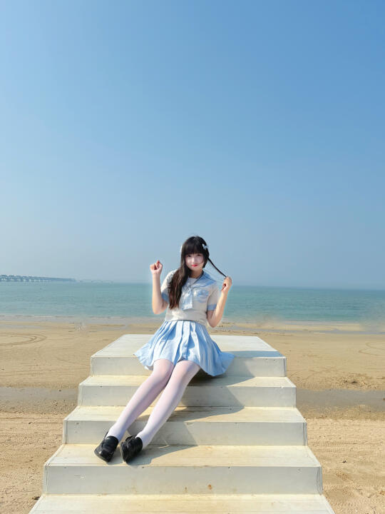 水手服海边拍照姿势解锁📸