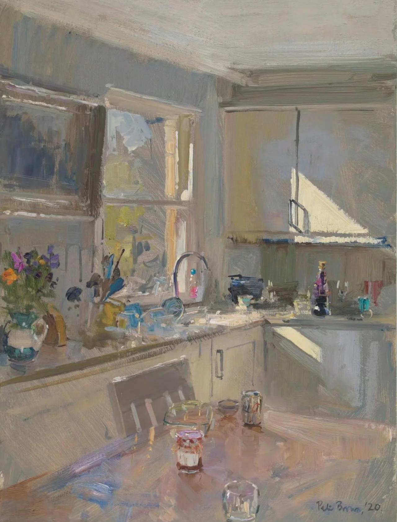 阳光下的房间暖暖的，明亮清新又迷人，这色彩好舒服！

画家：Peter Brow