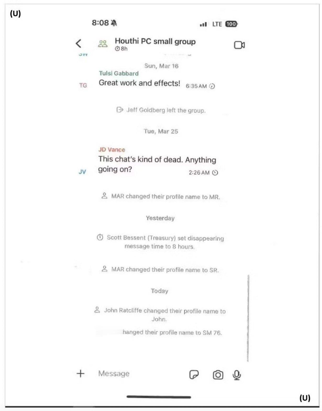 🔻JD 万斯在被泄露的 Signal 群聊中写道：“这个群有点冷清。有什么新鲜