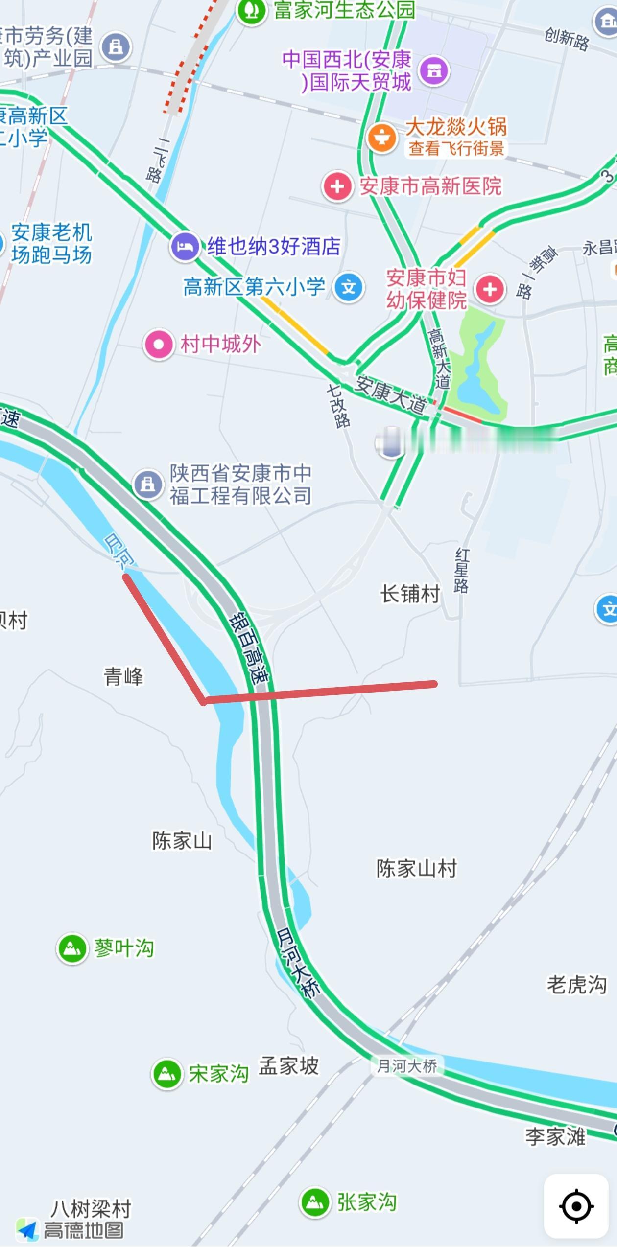 安康月河快速干道和长春路连接线会如此修建吗？从地图上瞧，这的确是一条不错的路线。