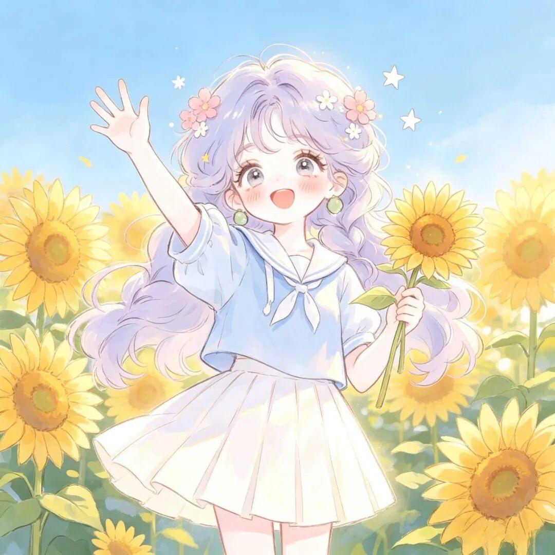 女生头像｜阳光洒落花田，治愈所有不开心