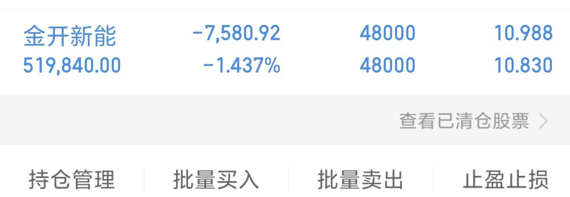 收盘了，早上冲高走了一部分，等低位加仓了 