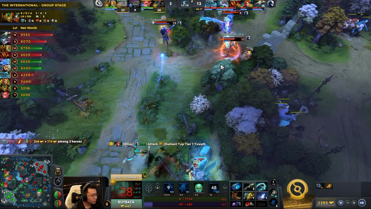 DOTA2TI15 瑞士轮第一轮VG对阵液体战队BO3第二局，经过38分钟，液体