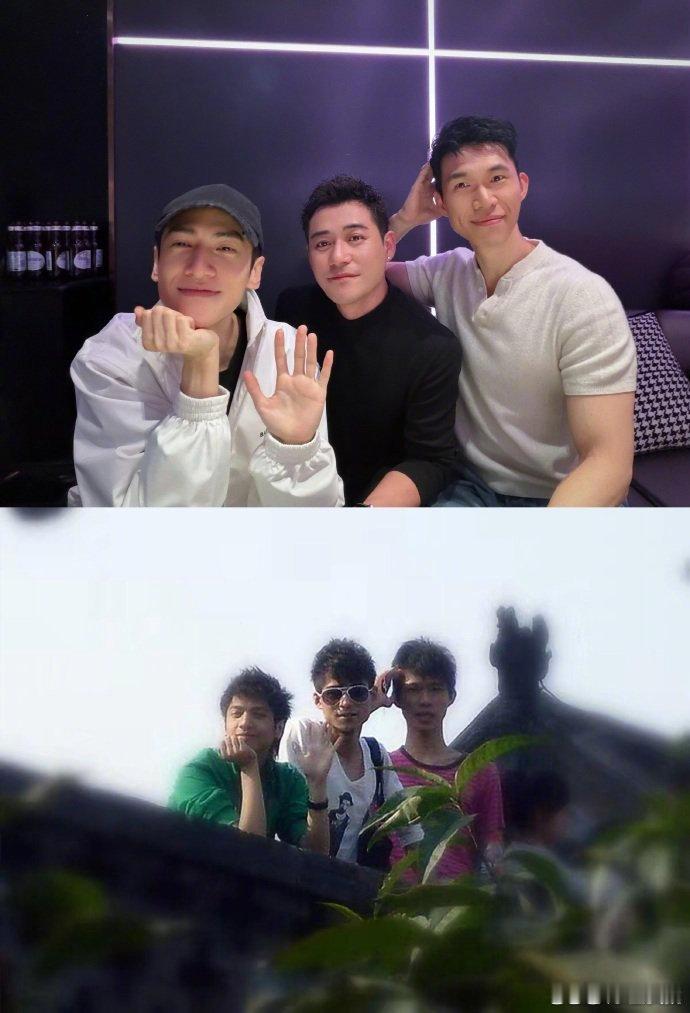 罗云熙和同学复刻之前的合照 罗云熙和同学复刻20年前合照，三人摆出和当时一模一样