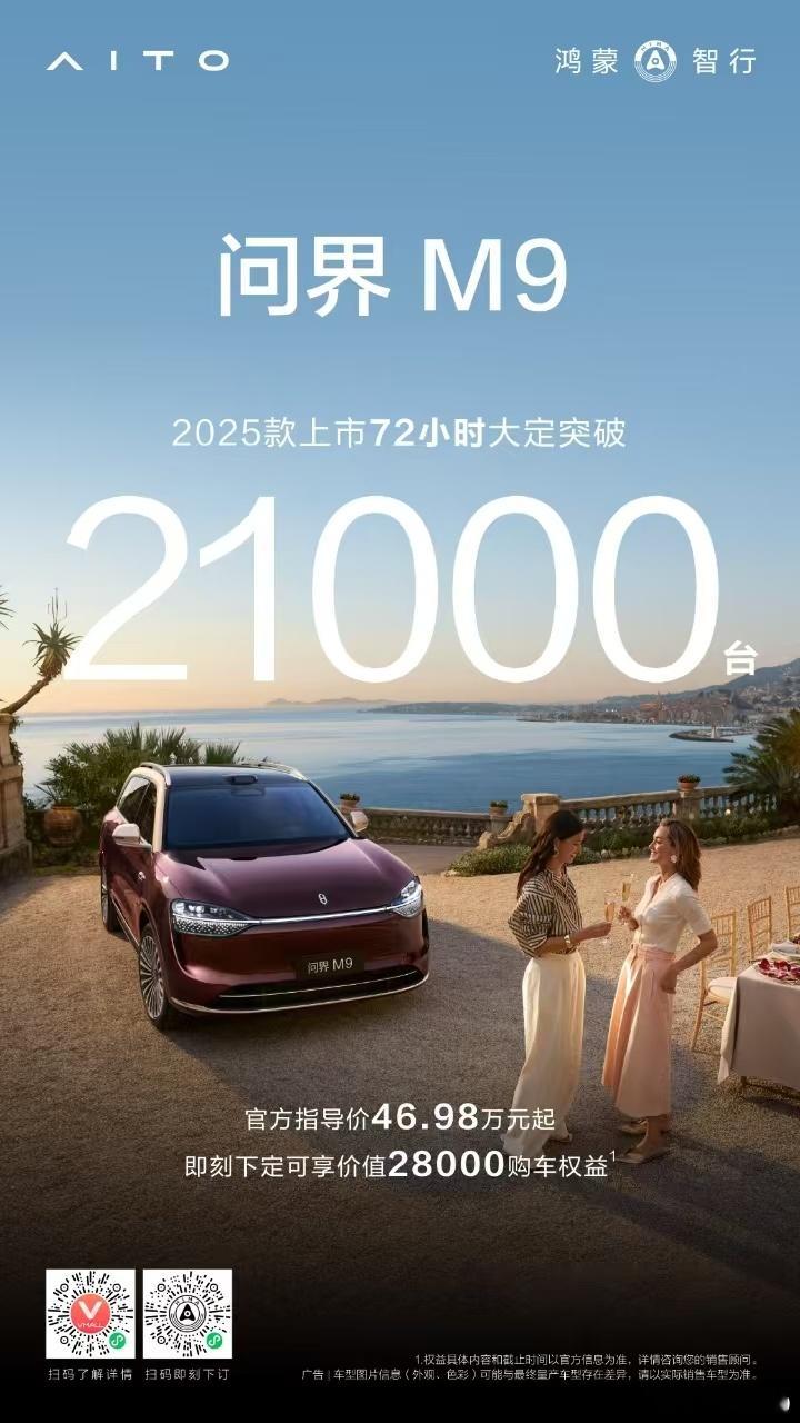 问界M9 72小时大定破2.1万 ​​​