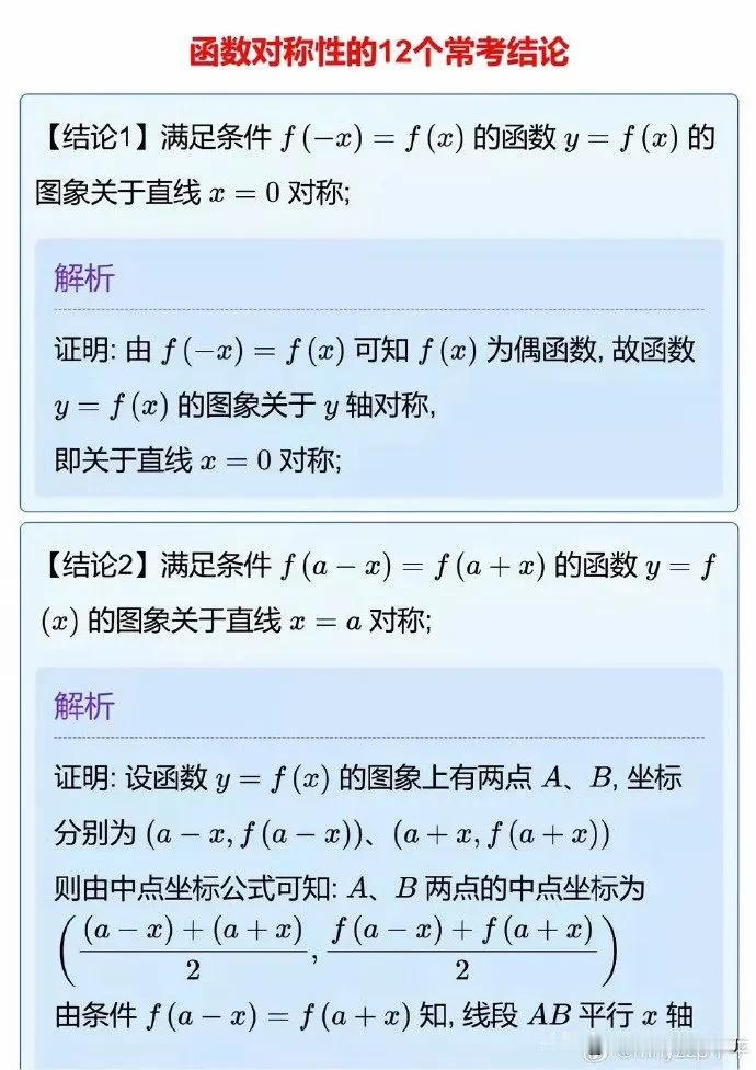 函数对称性的12个常考结论