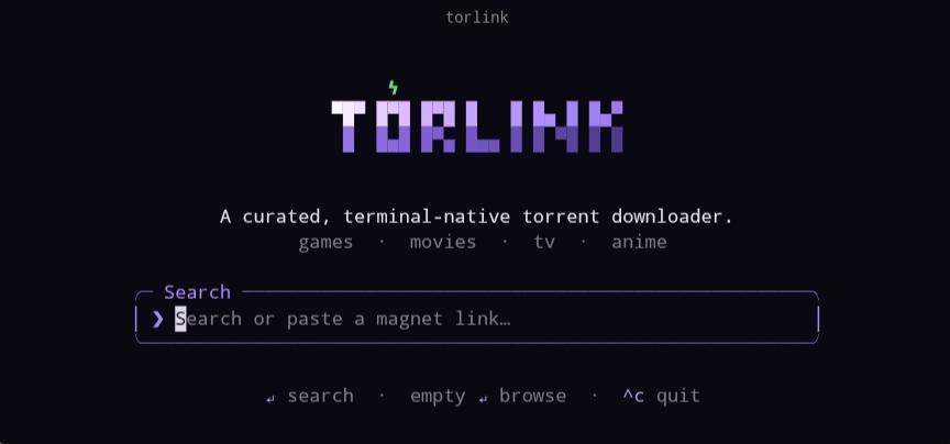 开源工具TorLink，把种子搜索变成命令行操作。
输入关键词，快速筛选资源信息