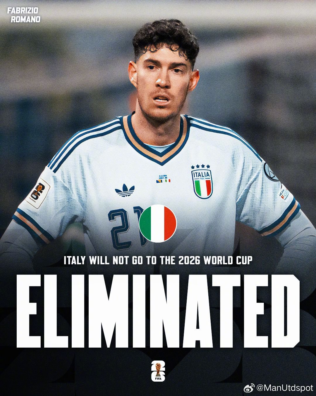 🇮🇹😨世预赛附加赛决赛，意大利点球大战负于波黑，无缘2026世界杯。❌❌❌