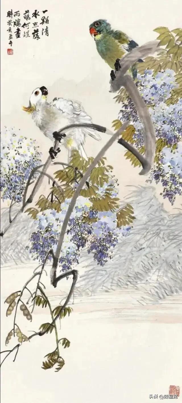 何煜，字研北，清末民初海派花鸟画家，师从胡公寿、任伯年、朱梦庐，卖画六十年，擅没