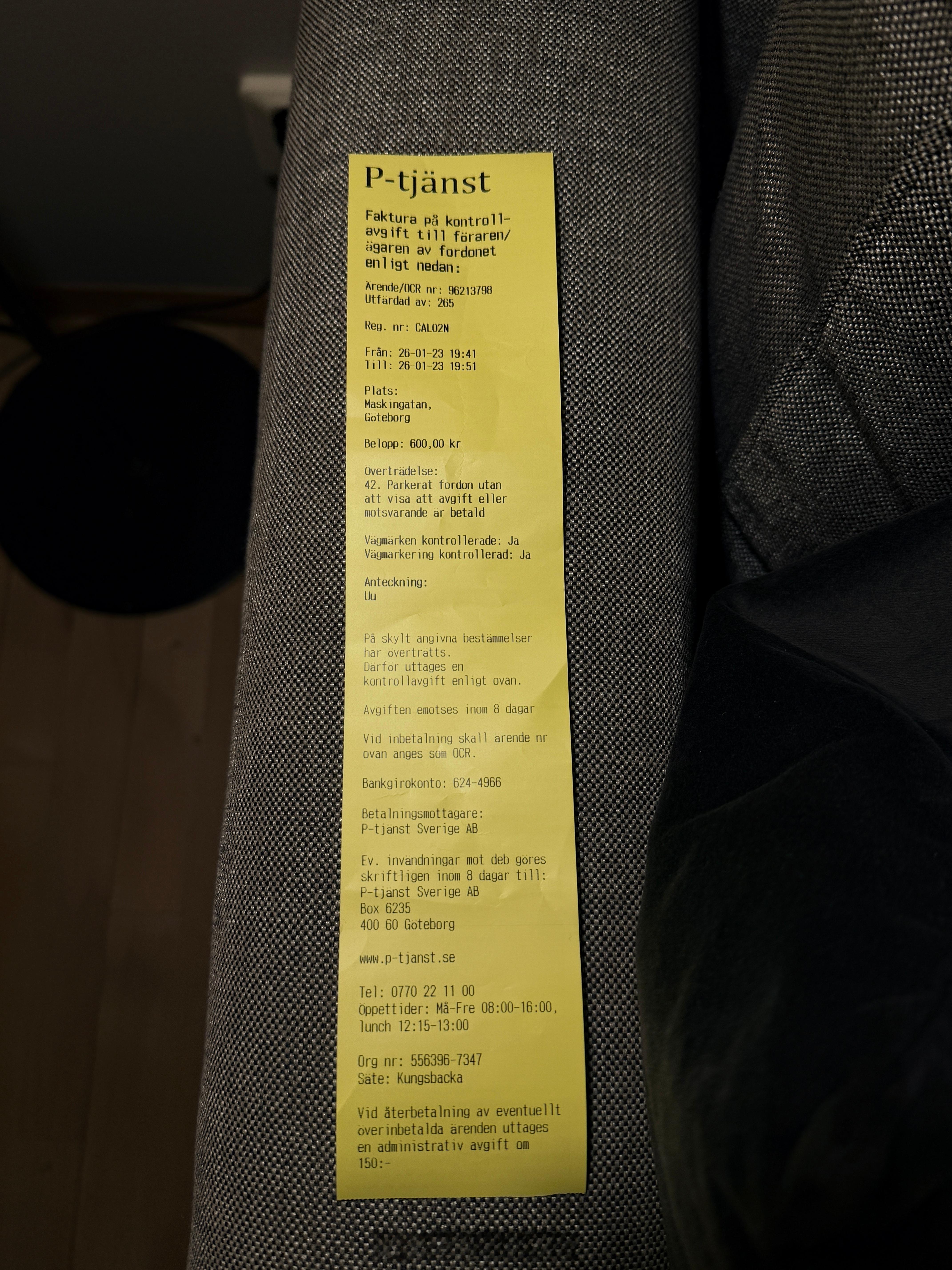 昨天在哥德堡忘缴停车费了，罚款600，有知道这个罚款怎么交的同学么？ 瑞典·哥德