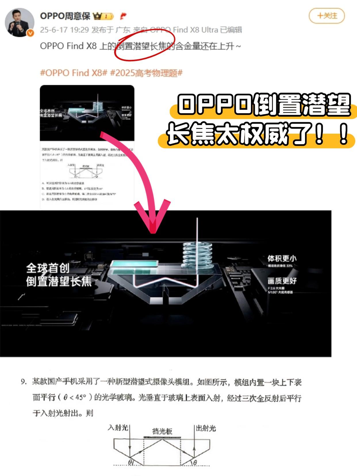 很难不怀疑这出卷老师是O粉
托绿厂的福也是看到高考真题了，刚刚OPPO周意保分享