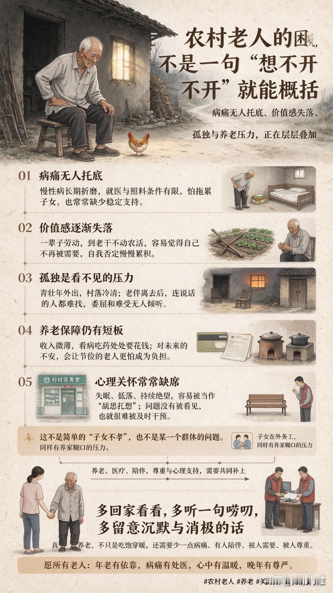 农村老人自杀率偏高，背后不是矫情，是一层层熬不动的现实

很多人不愿意承认一个现