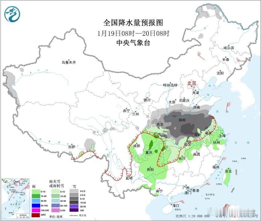 春节前的一场大雪即将登陆安徽北部，看这天气预报图上黝黑一片，估计小不了，下雪倒还