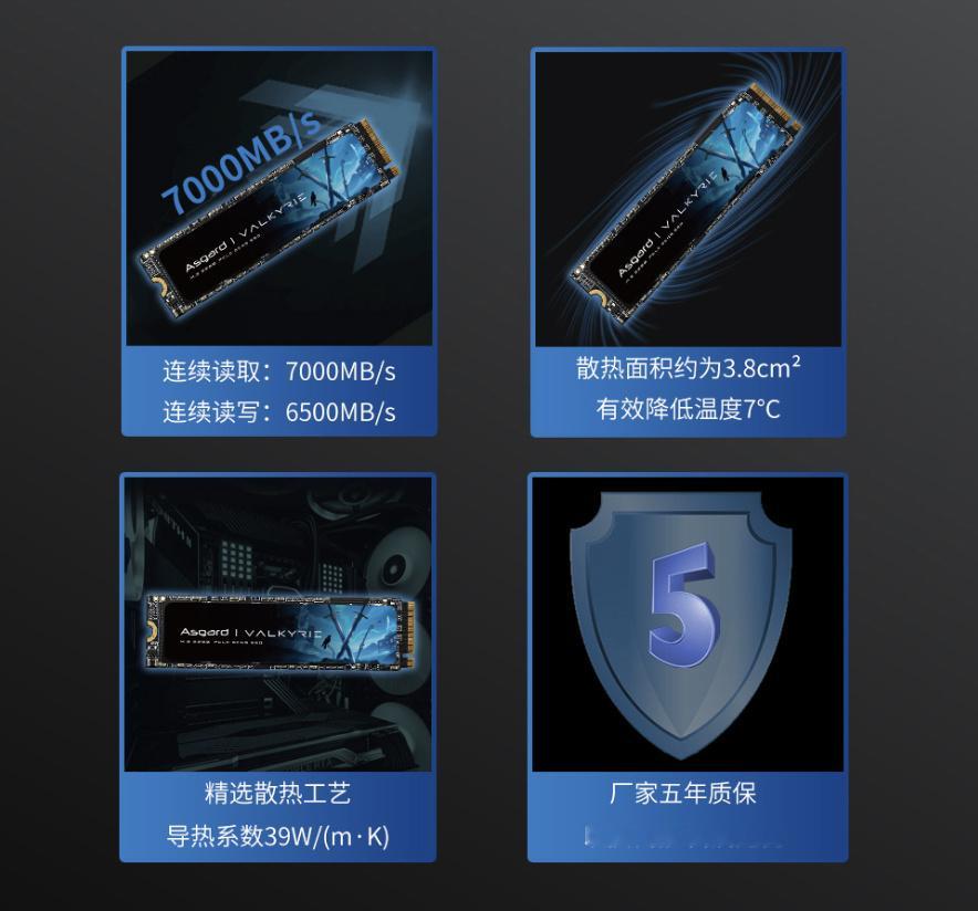 刷到阿斯加特V7固态上新啦✨💻M.2 NVMe的规格，读取速度表现很亮眼，1T