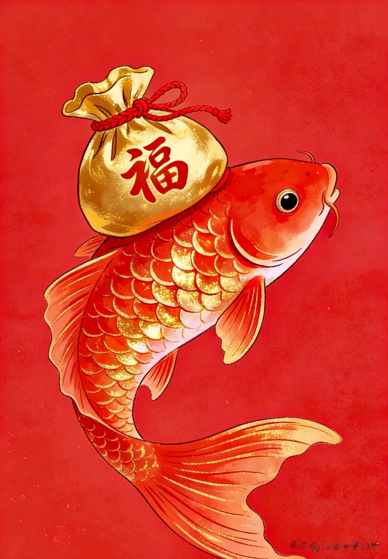 锦鲤驮福至，丙午万事头。