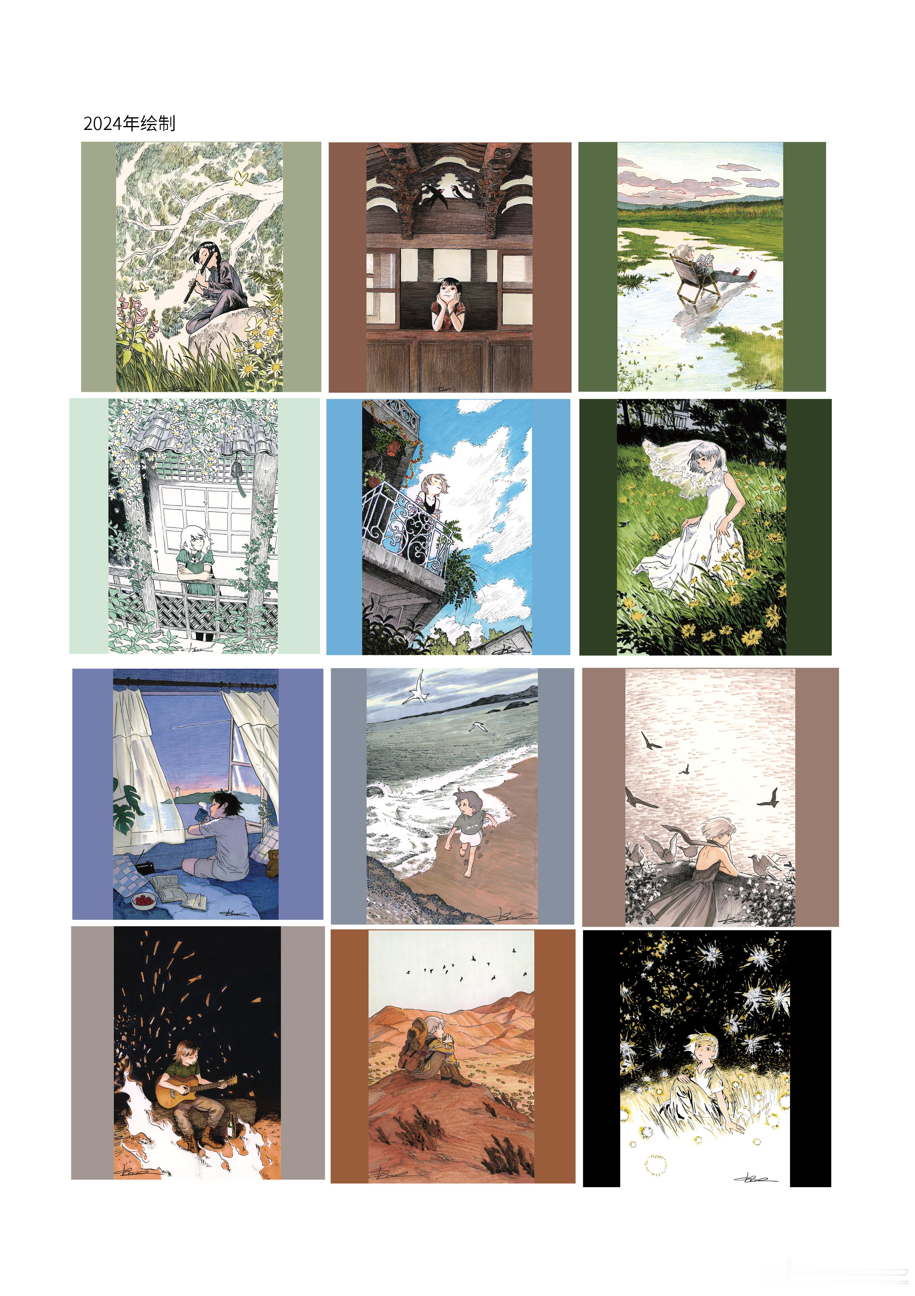 整理了从2019～2025年（按绘制时间来算）的台历系列插画（中间2023年创作