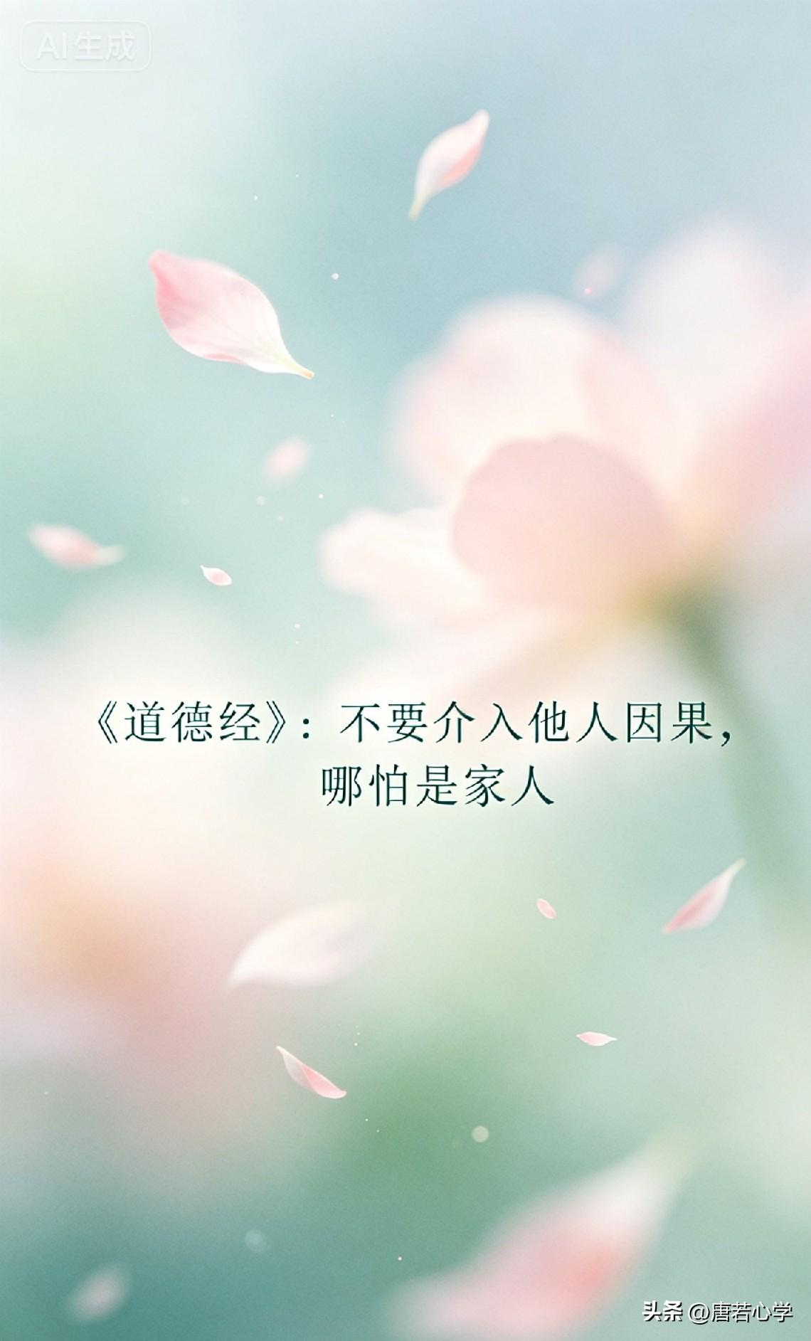 《道德经》：不要介入他人因果，哪怕是家人。

《道德经》里说："天地不仁，以万物