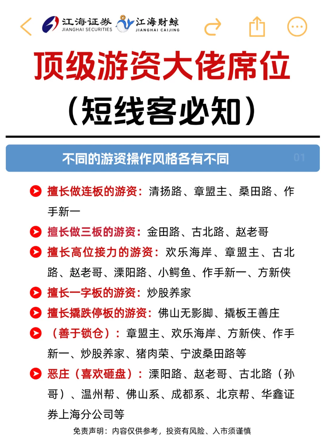 🔥顶级游资大佬席位（短线客必知）
