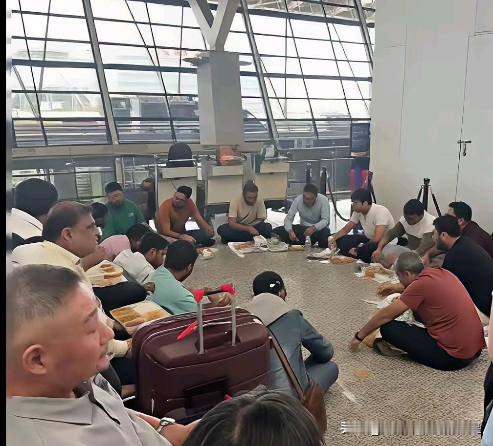 真佩服印度人的适应能力。上海机场因台风飞机停飞了，这群印度人赶的飞机也飞不了。