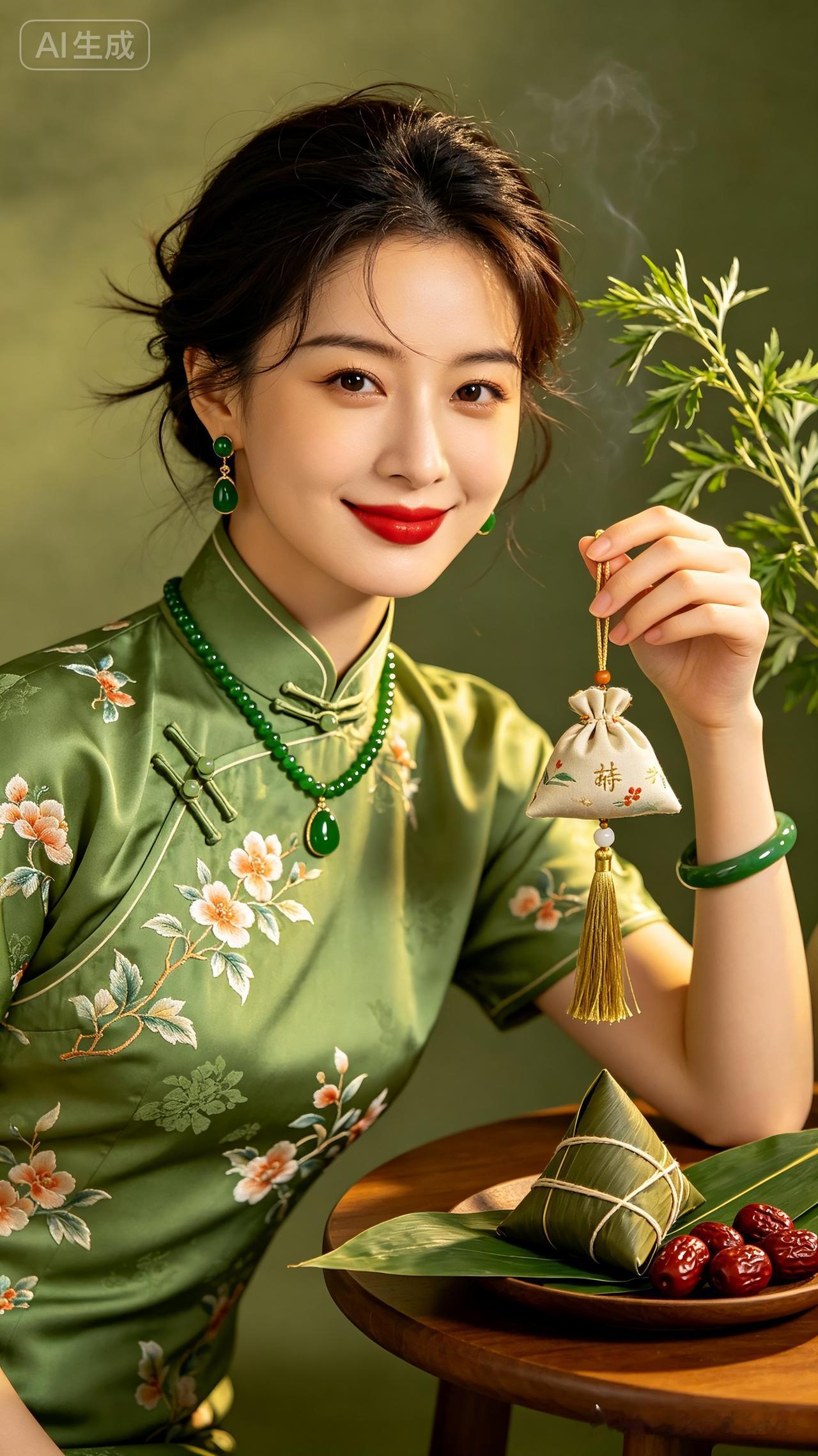 传统旗袍与现代妆容的完美结合，展现东方女性的优雅与魅力。