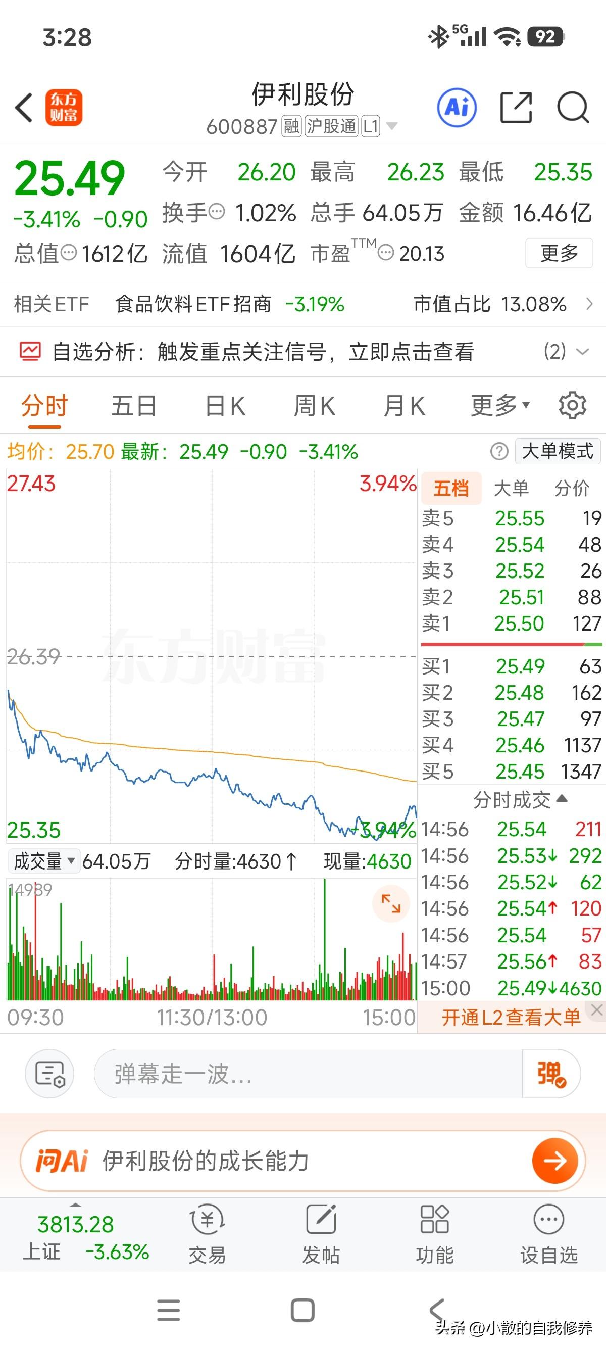 今天创年内新低了，持股行列中调整幅度排名第一[捂脸]！

目前市值1612亿，真