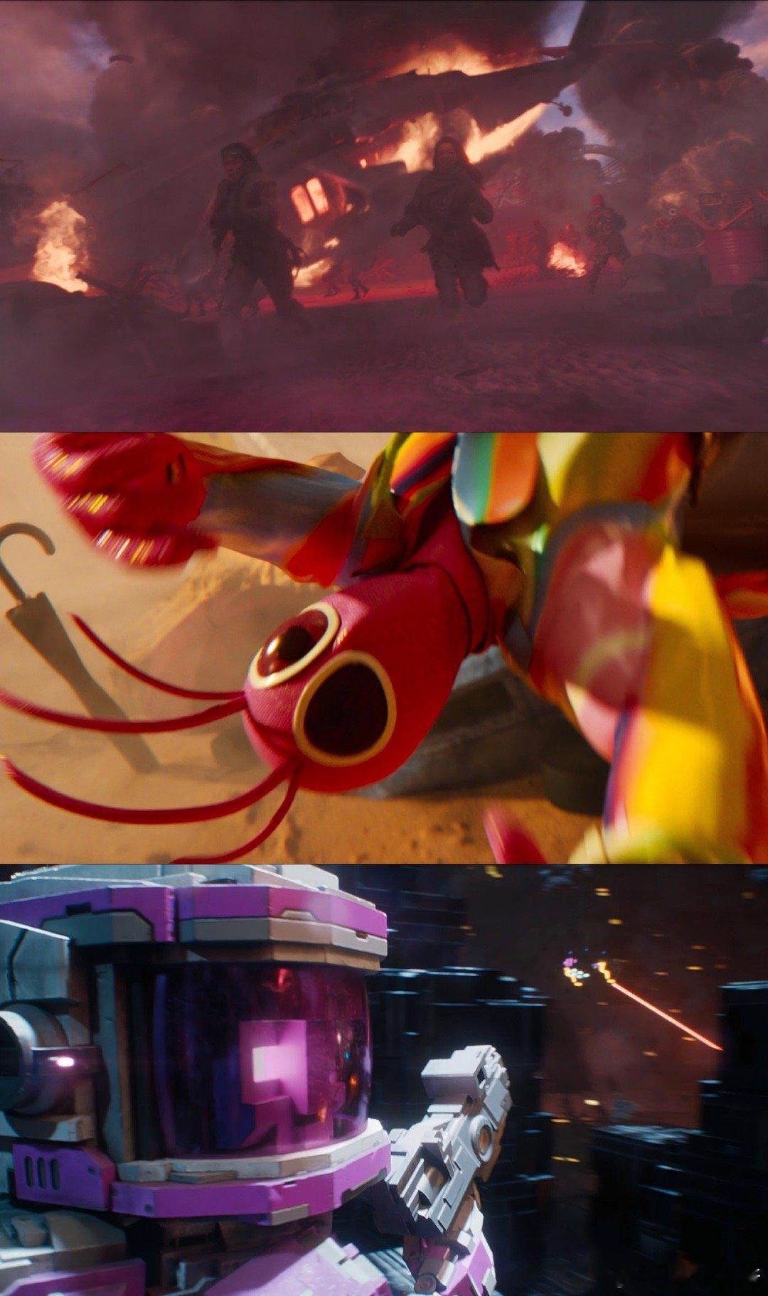 星河入梦特效夯爆了 毛绒玩具堆成的高塔，按理说应该是可爱的，但电影里愣是拍出了恐