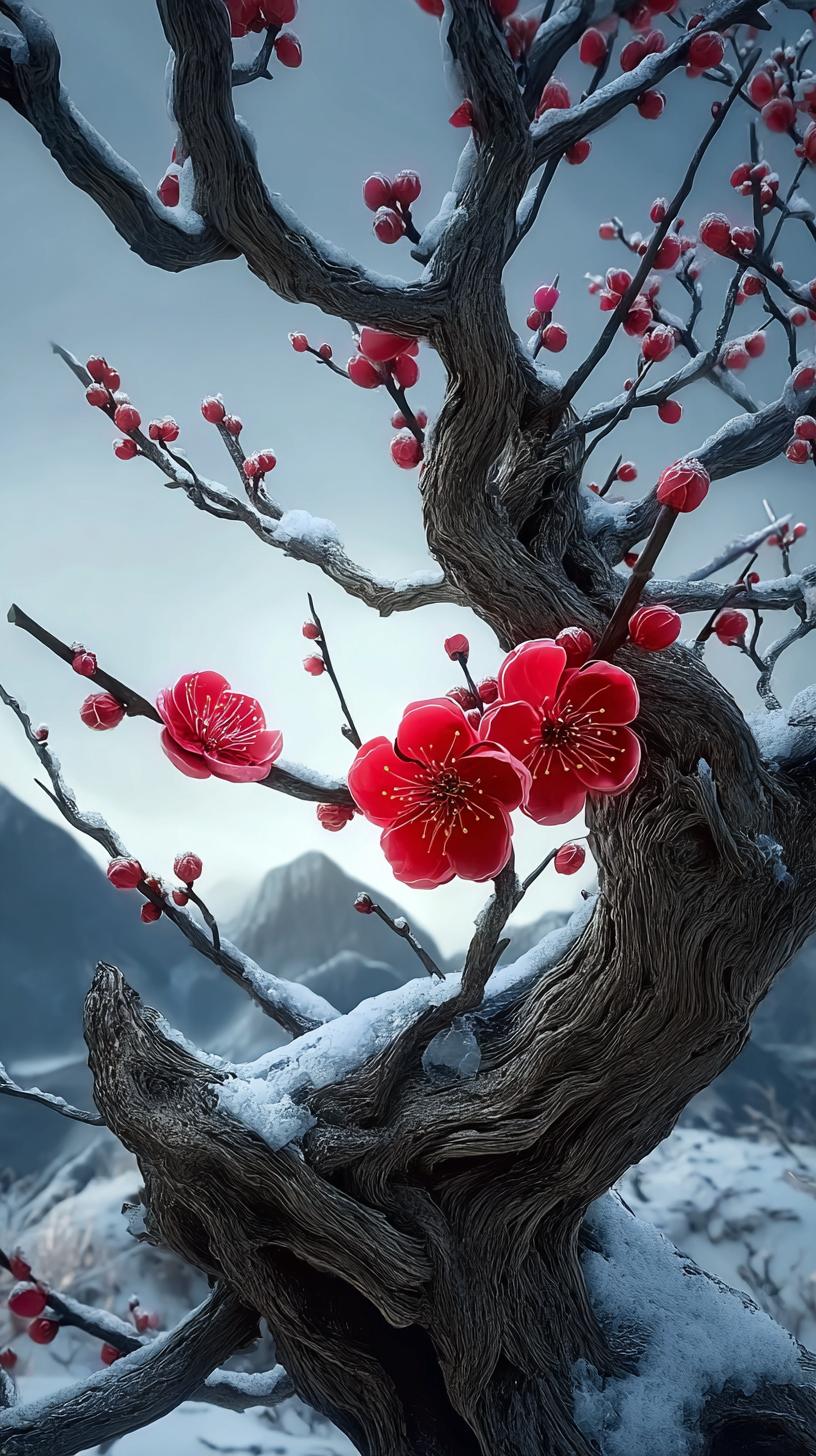 雪中梅
无意苦争春，一任群芳妒