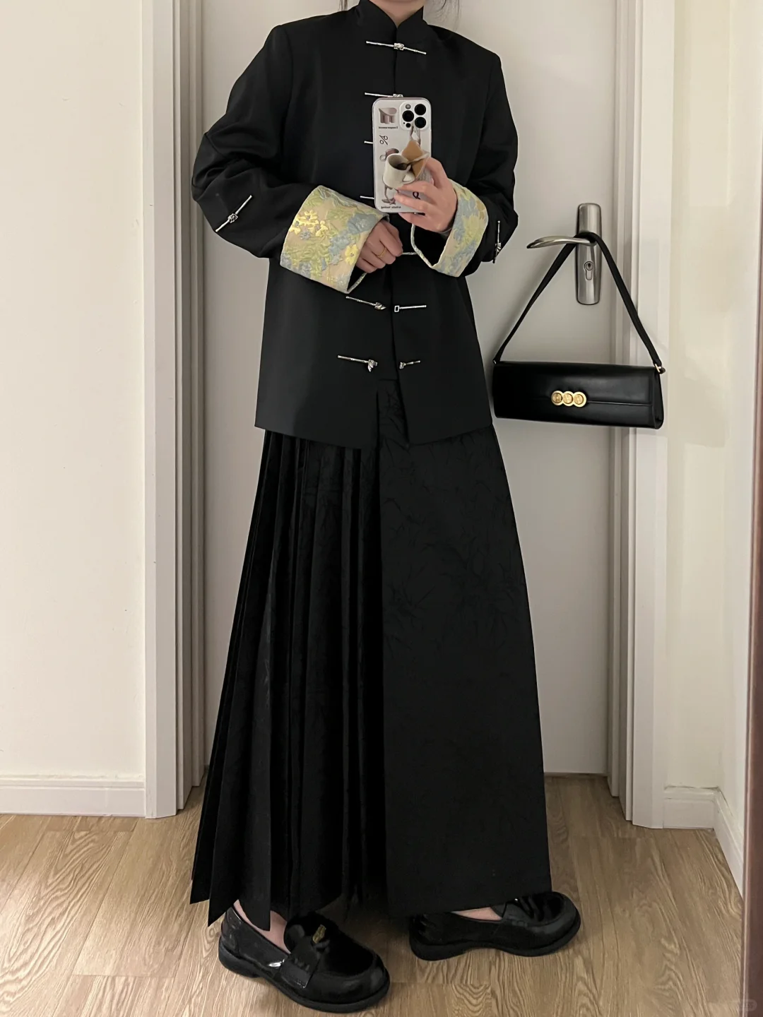 早春新中式民国风｜提花黑西装++竹叶马面裙