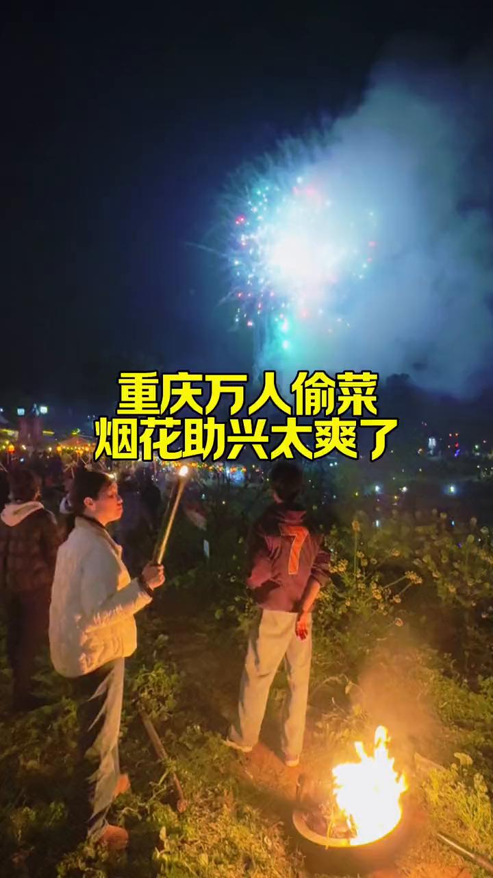 重庆万人偷菜，烟花助兴太爽了。
快点来璧山"偷菜了"，全场所有人正在偷菜。昨晚璧