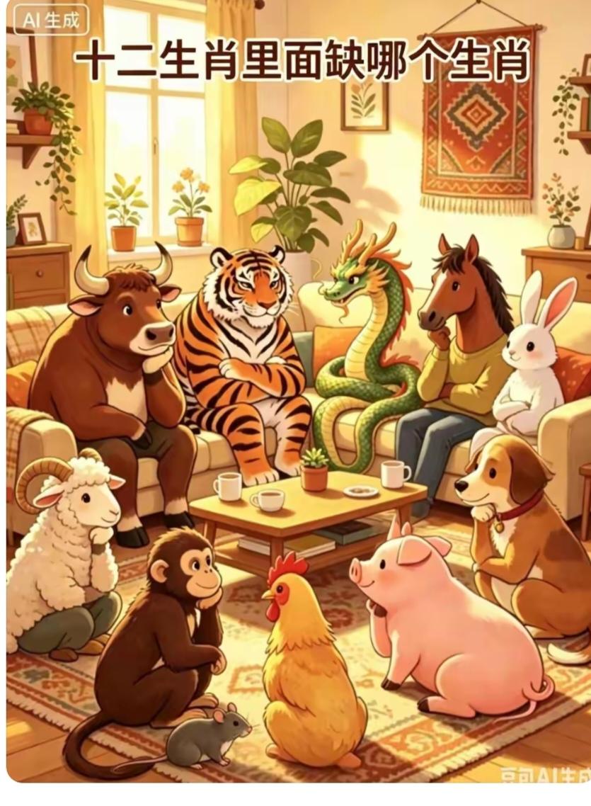 〔看图猜十二生肖谁没有来开会报到〕你能看出来哪个生肖没有来呀？