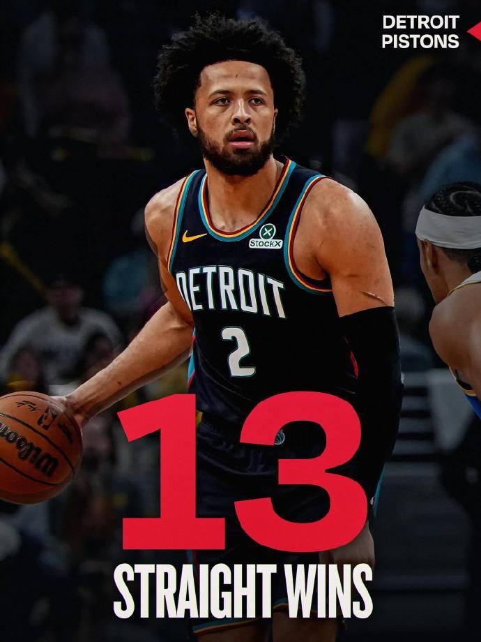 宣传力度不够啊！活塞队13连胜追平队史纪录~

坎宁安11月至今场均贡献29.9