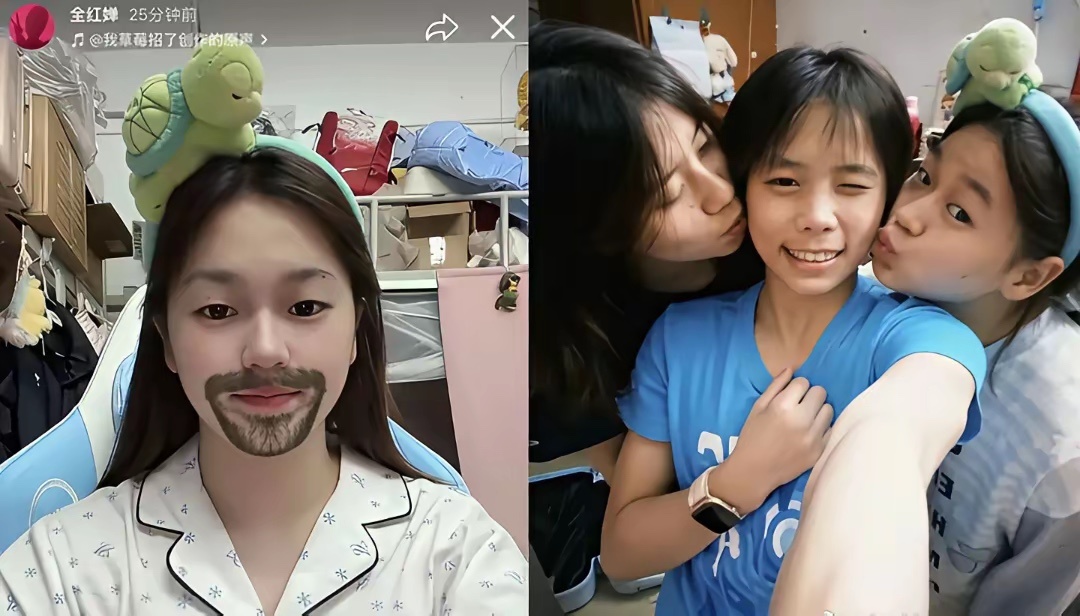 全红婵瘦身成功，训练基地宿舍晒自拍，清瘦白皙，长发又黑又亮 ​​​