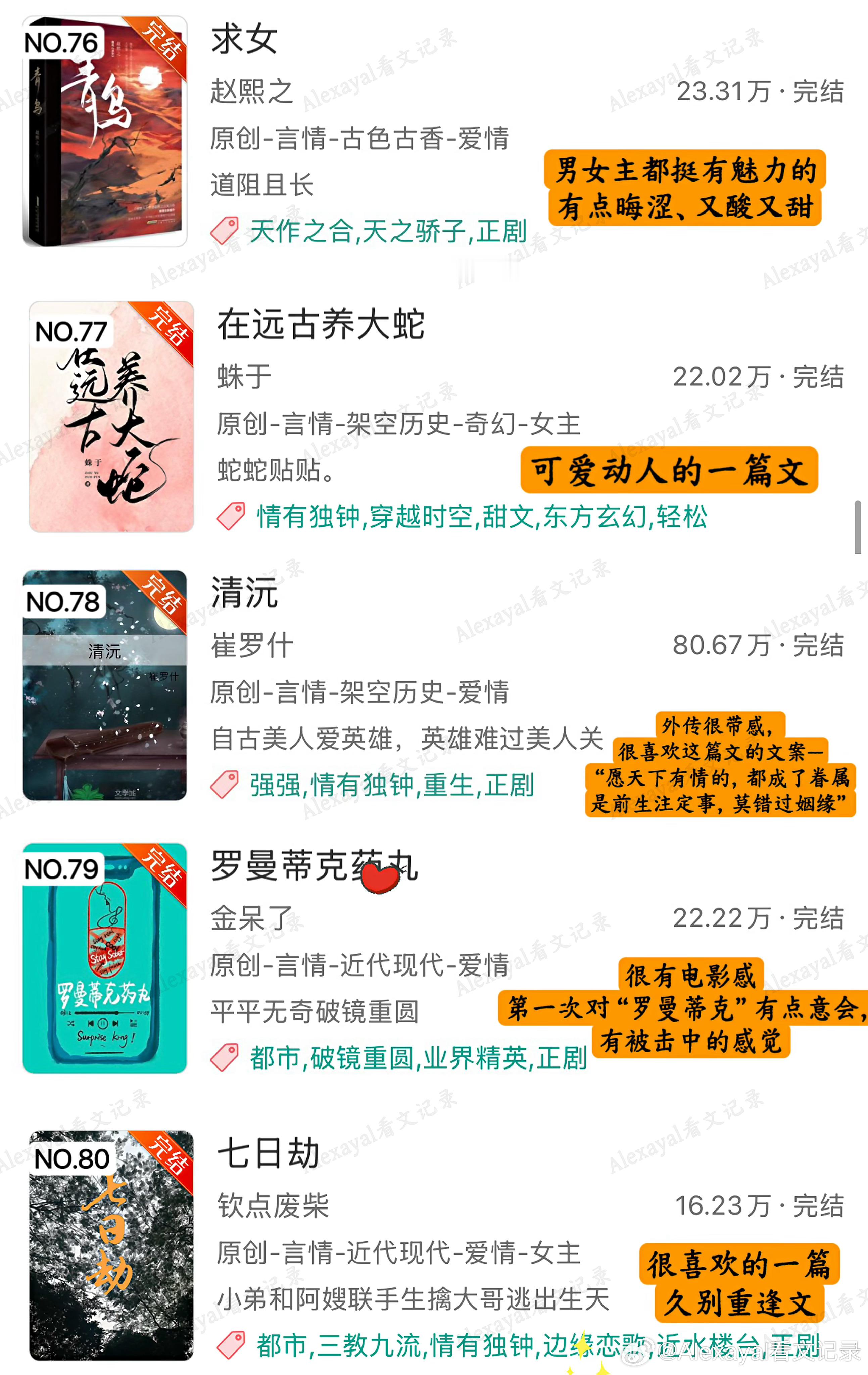 推文  超好看top100言情小说个人推荐书单·下◽️ 选择的过程很艰难，排序的
