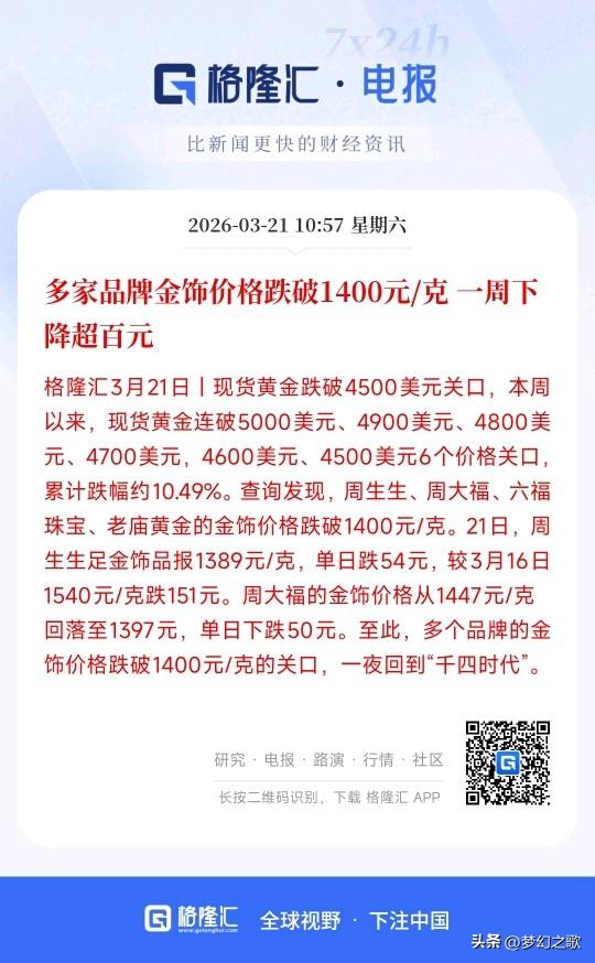 周末，市场最关心的消息来了，黄金还会跌吗
前几个月很多投资者疯狂的储存黄金当做投