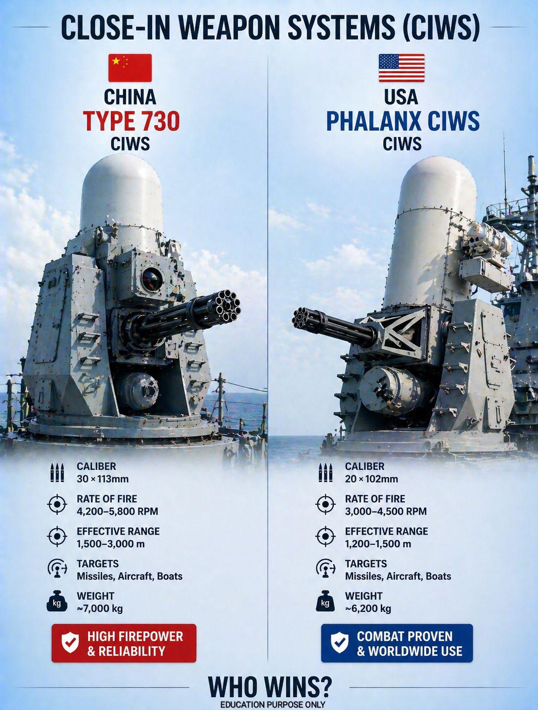 730型vs密集阵CIWS：东大的火力野兽vs美国久经考验的守护者⚔️
哪种近程