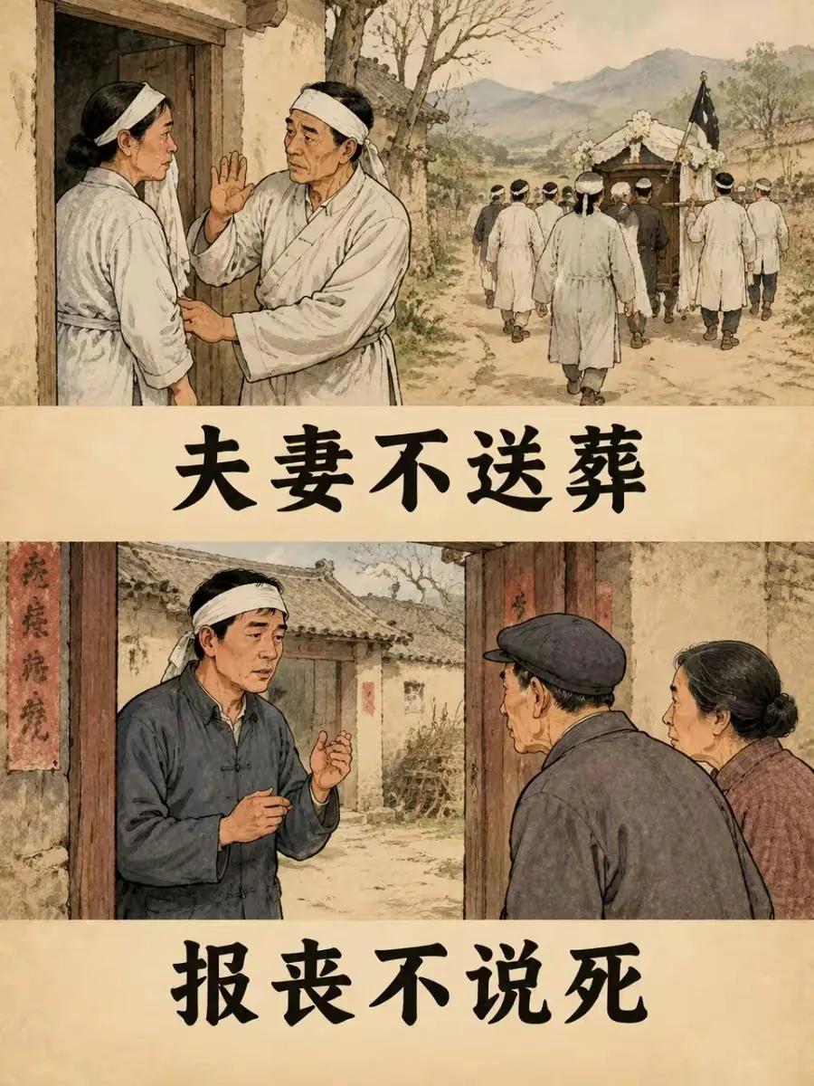 乡土民俗精华版

夫妻不送葬，报丧不说死。
逢七不葬父，逢八不葬母。
人亡不摸脸