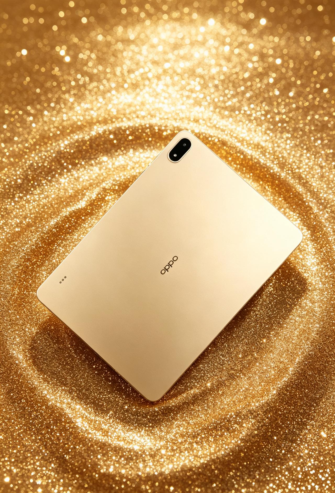OPPO Pad 5 Pro晨曦金开箱来了，心动的配色。
金色光泽温润雅致，宛如