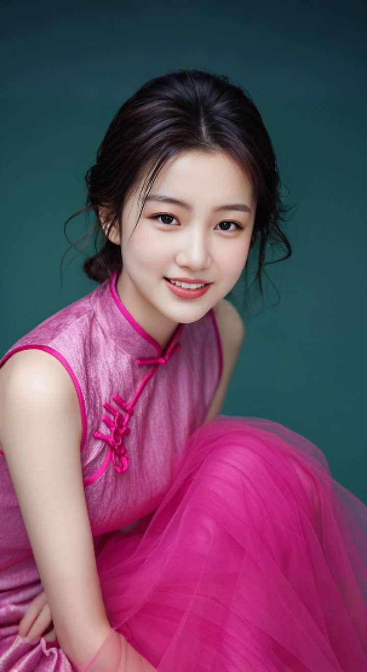 AI扩图 AI艳粉微笑