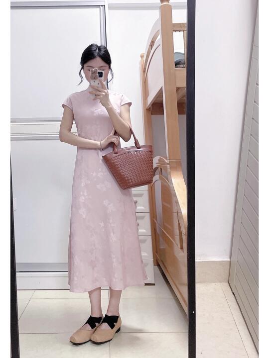 150cm| 温润秀雅的珠光粉色旗袍