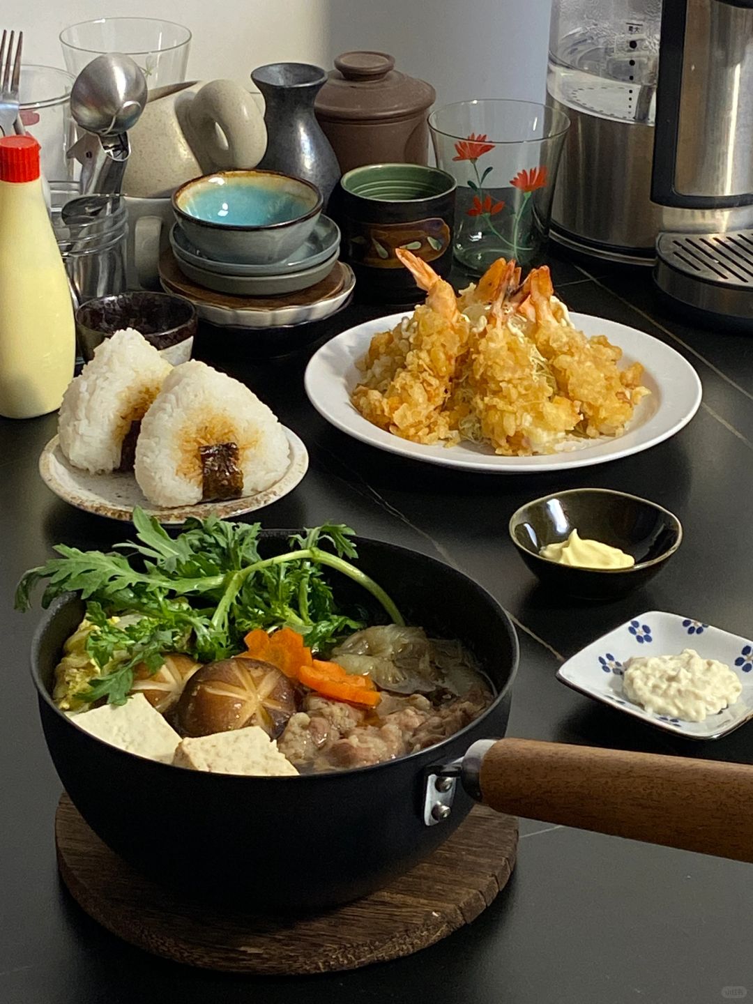 今日菜谱📜天妇罗虾 寿喜锅 炙烤饭团🍙