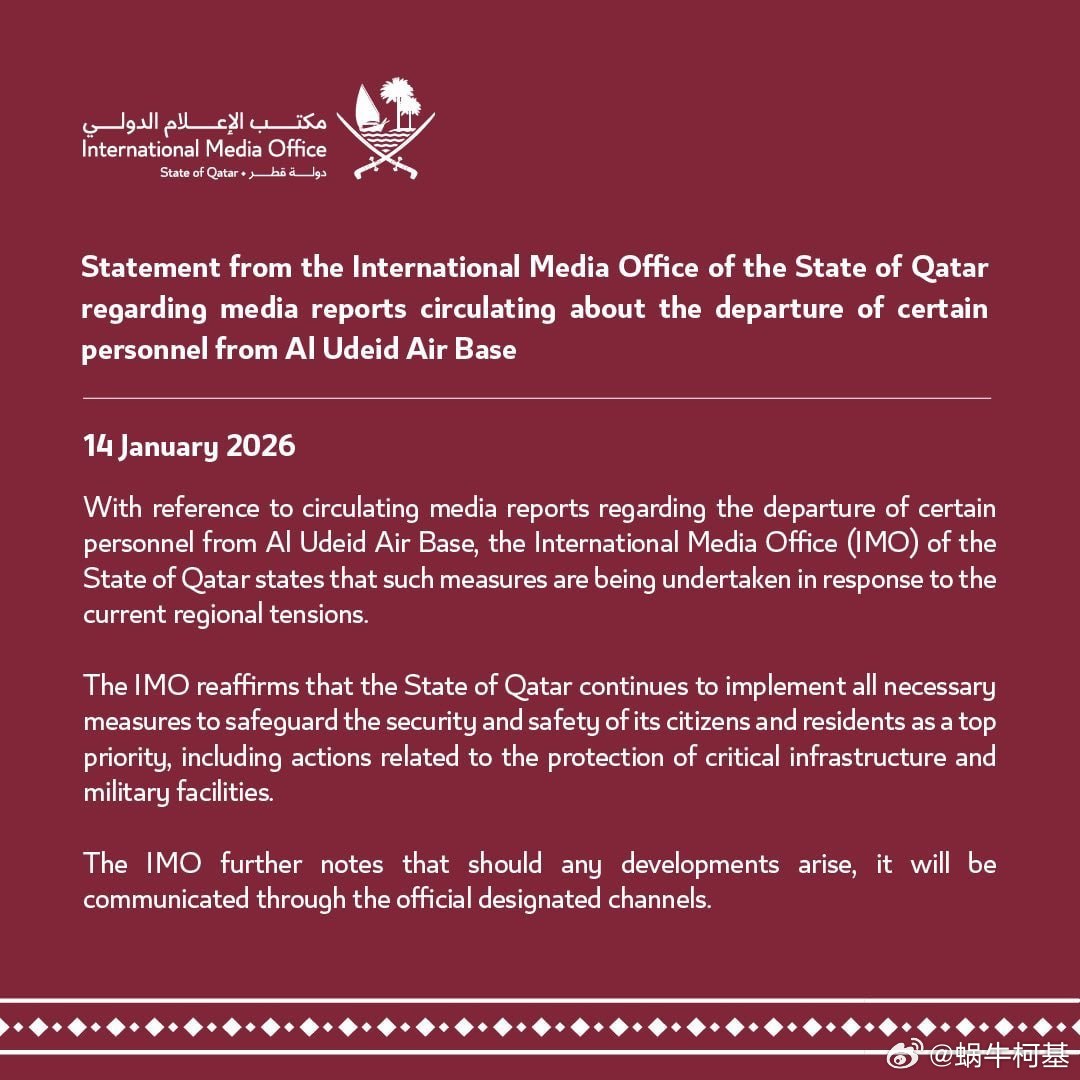 这互相配合的真好，卡塔尔证实，为应对当前地区紧张局势，部分美军人员已从乌代德空军
