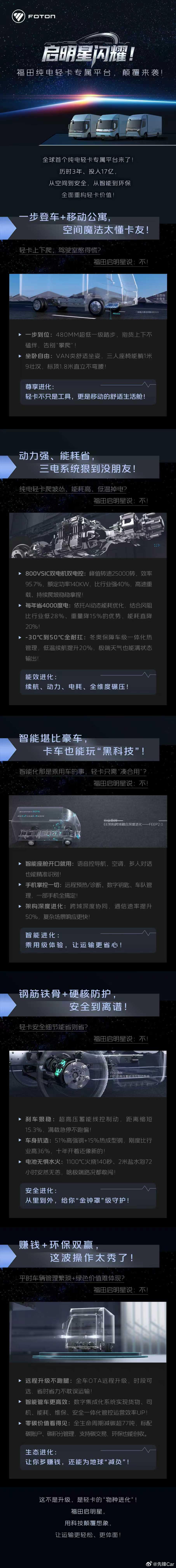 划重点！一图读懂启明星纯电轻卡专属平台的全方位优势 ​​​