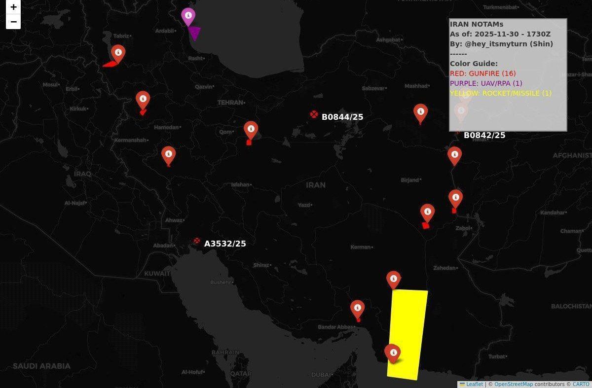 突发消息——伊朗为进行防御系统测试，关闭其南部部分领空，
此次测试的相关信息及画