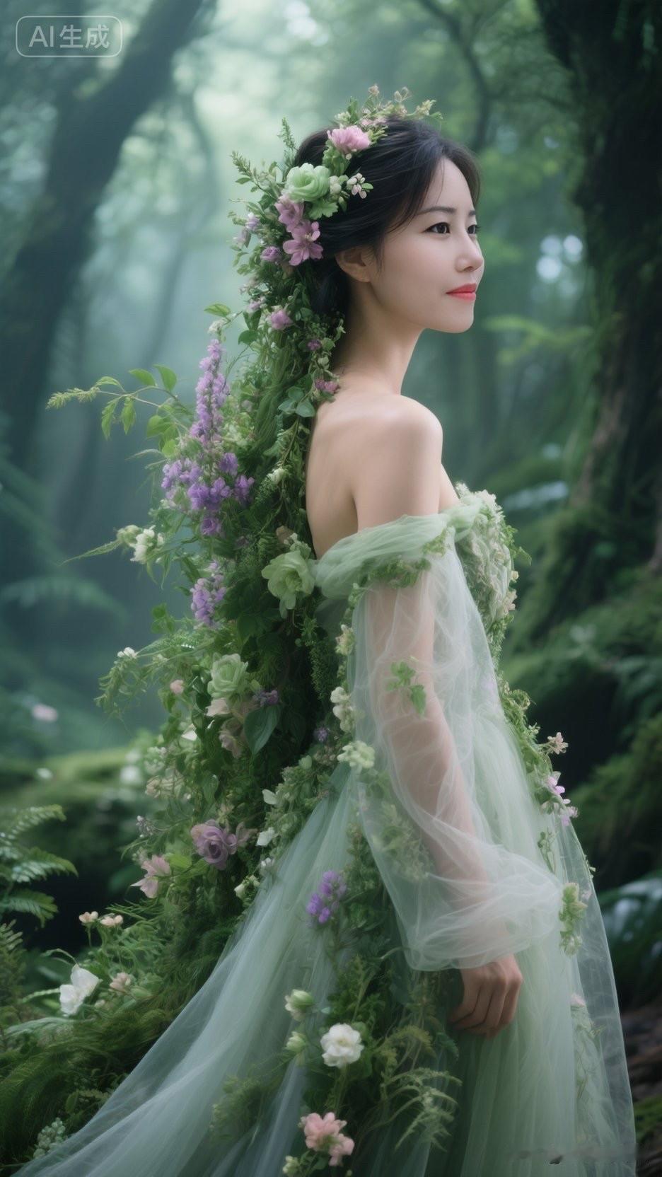 梦幻森林中的花仙子，轻盈飘逸，如梦如幻。