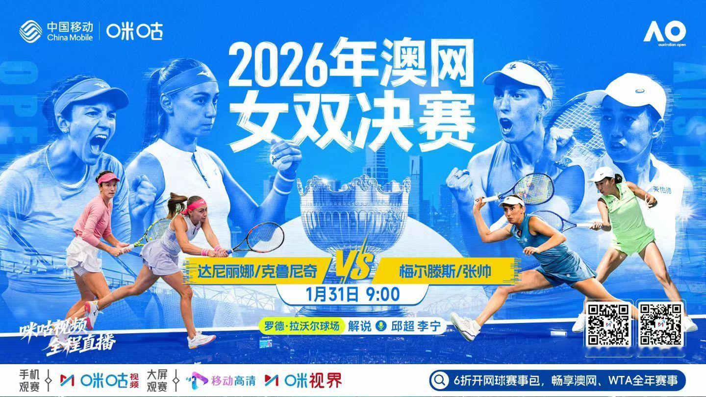 帅姐7年后再闯澳网女双决赛，与梅尔滕斯一起冲击冠军🏆对手达尼丽娜/克鲁尼奇晋级