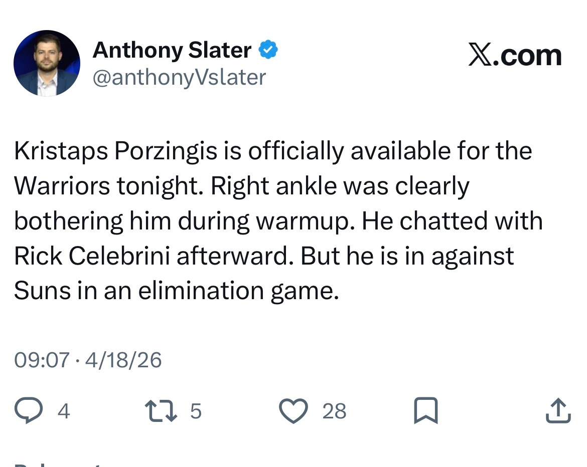 波尔津吉斯今天能打 