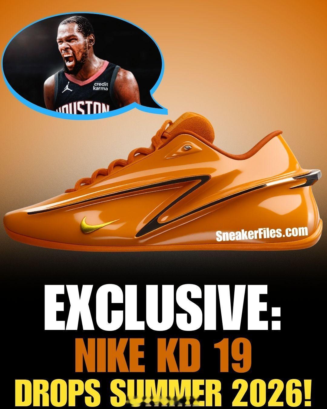 如何？据海外球鞋媒体Sneaker Files爆料，火箭队球员凯文-杜兰特第19