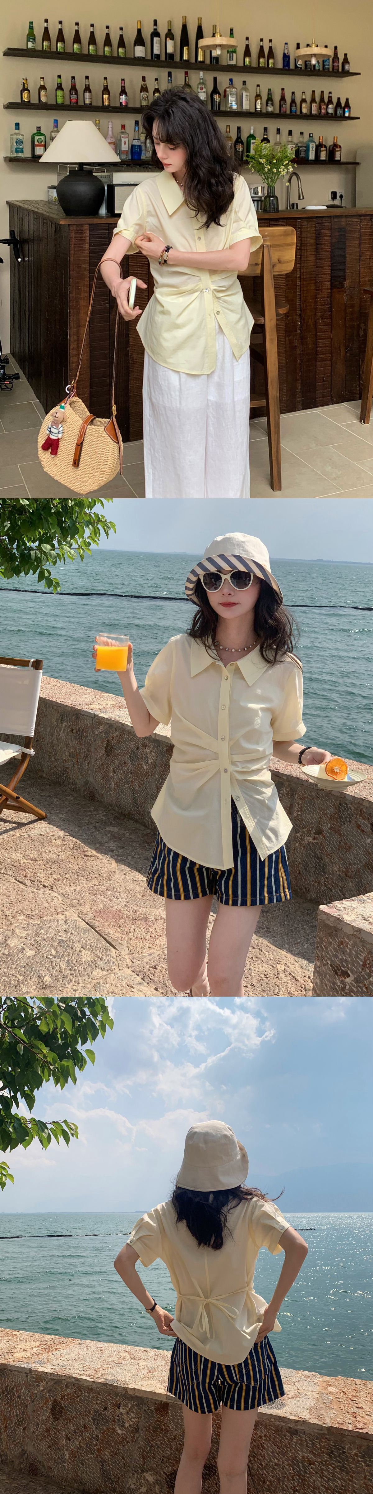 揪1仙女儿100⭕️剧透系列3 🔗已出[嘻嘻]🍋柠檬树下桑蚕丝纽结收腰衬衫百